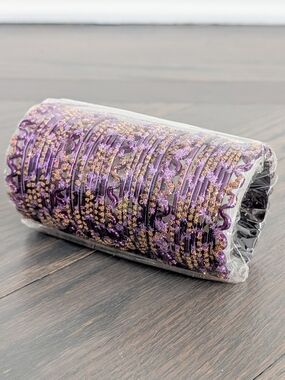 Women's Pakistani Indian Glass Bangles Set, purple with Glitter